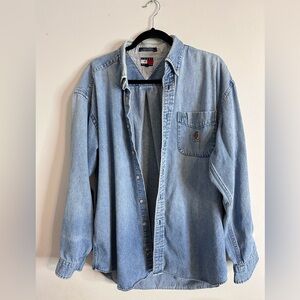 Tommy Hilfiger 90s Blue Striped Cotton Shirt